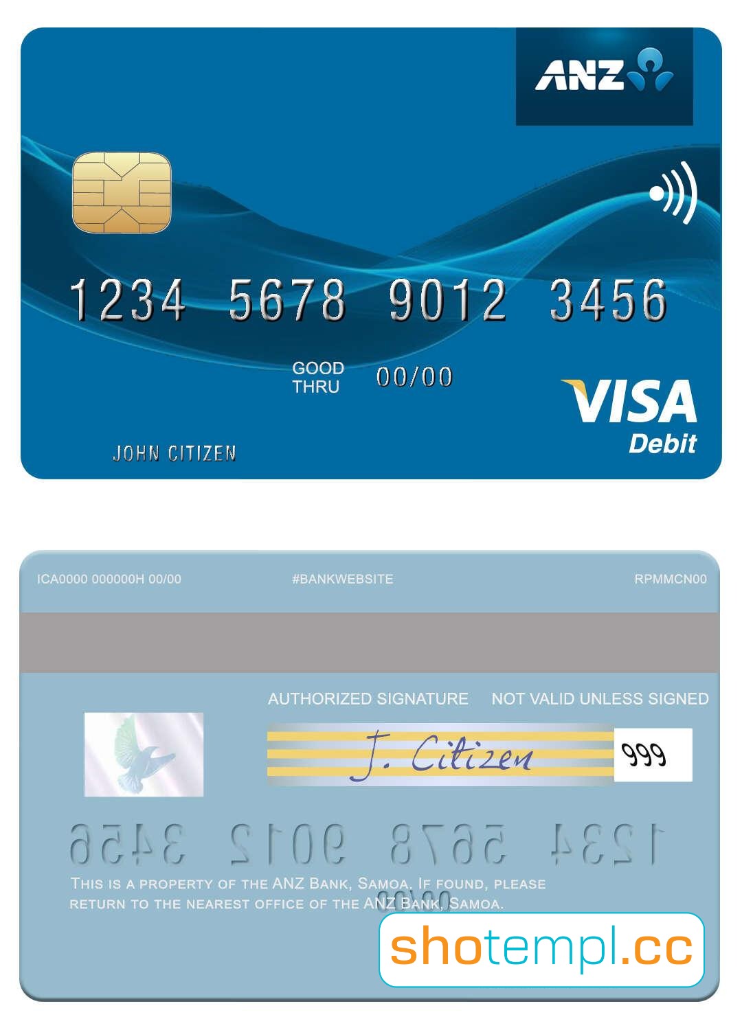 ANZ Gold Visa Card PSD Template